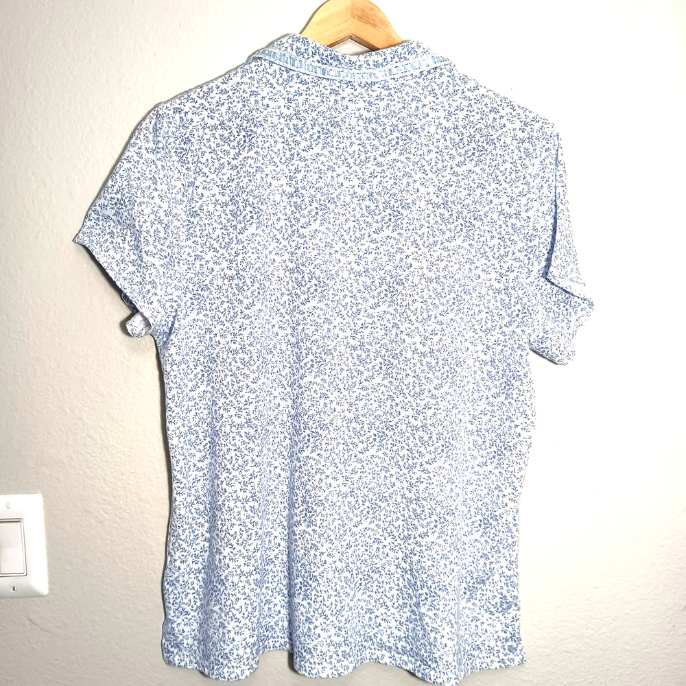 Aria Soft Collared Button Down 60% Cotton Blue Wh… - image 2